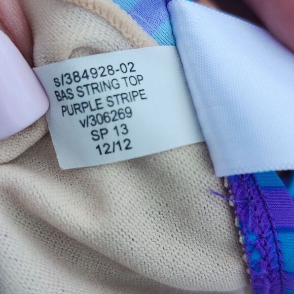 Old Navy Purple & Blue Stripe String Bikini Top (L) & String Bikini Bottom (S) - Picture 9 of 9